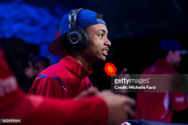 Ixsplashkingxi of Pistons Gaming Team plays against Celtics Crossover Gaming on May 26, 2018 at the NBA 2K League Studio Powered by Intel in Long...