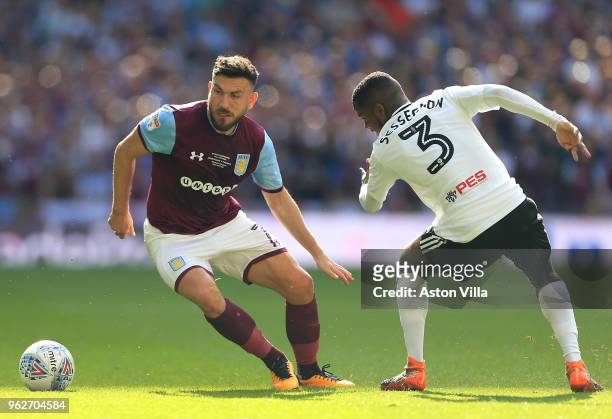 Robert Snodgrass of Aston Villa and Ryan Sessegnon of Fulham compete for the ball during the Sky Bet Championship Play Off Final between Aston Villa...