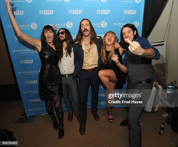 Catherine Popper, Benny Yurco, Matt Burr, Grace Potter and Scott Tourney of Grace Potter and the Nocturnals attend the Music Café - Day 8 during the...