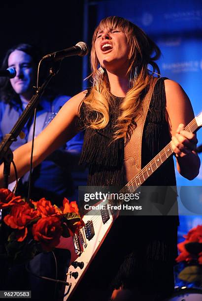 Musician Grace Potter of Grace Potter and the Nocturnals performs at the Music Café - Day 8 during the 2010 Sundance Film Festival at Filmmaker Lodge...