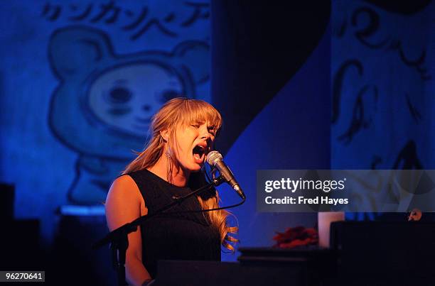 Musician Grace Potter of Grace Potter and the Nocturnals performs at the Music Café - Day 8 during the 2010 Sundance Film Festival at Filmmaker Lodge...