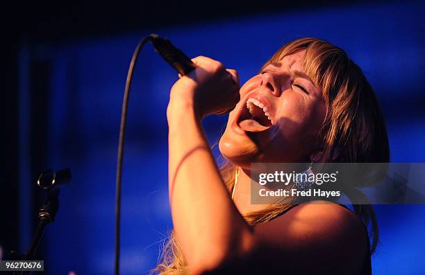 Musician Grace Potter of Grace Potter and the Nocturnals performs at the Music Café - Day 8 during the 2010 Sundance Film Festival at Filmmaker Lodge...