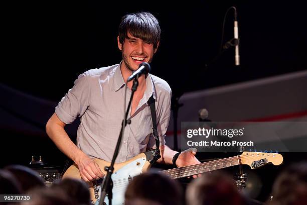 Dirk von Lowtzow of Tocotronic performs at Radio Sputnik on January 29, 2010 in Halle, Germany.