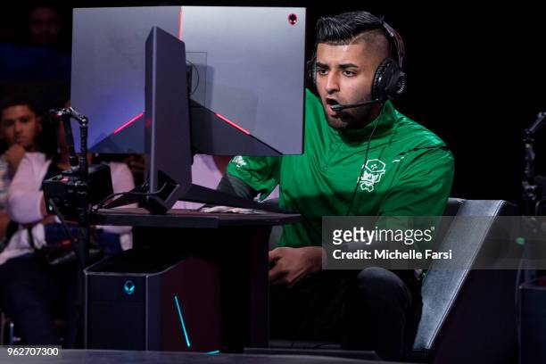 Mel East of Celtics Crossover Gaming reacts against Pistons Gaming Team on May 26, 2018 at the NBA 2K League Studio Powered by Intel in Long Island...