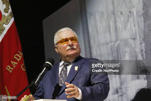 Lech Walesa is seen during the ceremony in European Solidarity Centre in Gdansk, Poland on 26 May 2018 Professor of medicine Joanna Muszkowska-Penson...