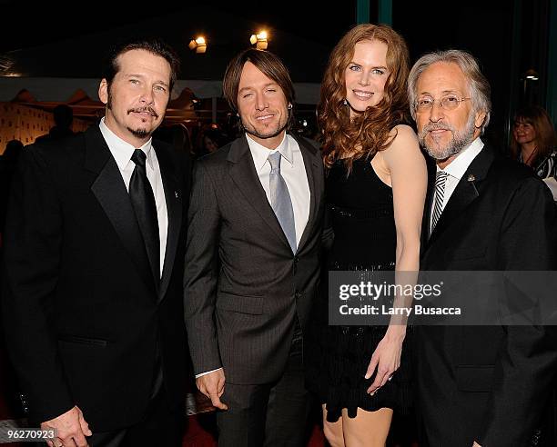 Chair of the Board of Trustees George Flanigen, musician Keith Urban, actress Nicole Kidman and Neil Portnow, president of the National Academy of...