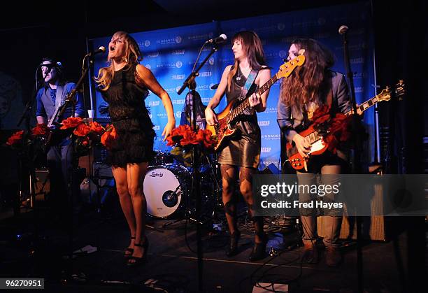 Grace Potter and the Nocturnals perform at the Music Café - Day 8 during the 2010 Sundance Film Festival at Filmmaker Lodge on January 29, 2010 in...