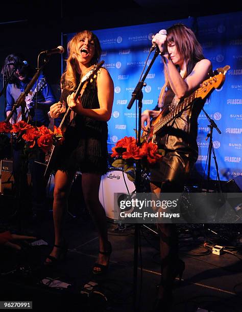 Grace Potter and the Nocturnals perform at the Music Café - Day 8 during the 2010 Sundance Film Festival at Filmmaker Lodge on January 29, 2010 in...