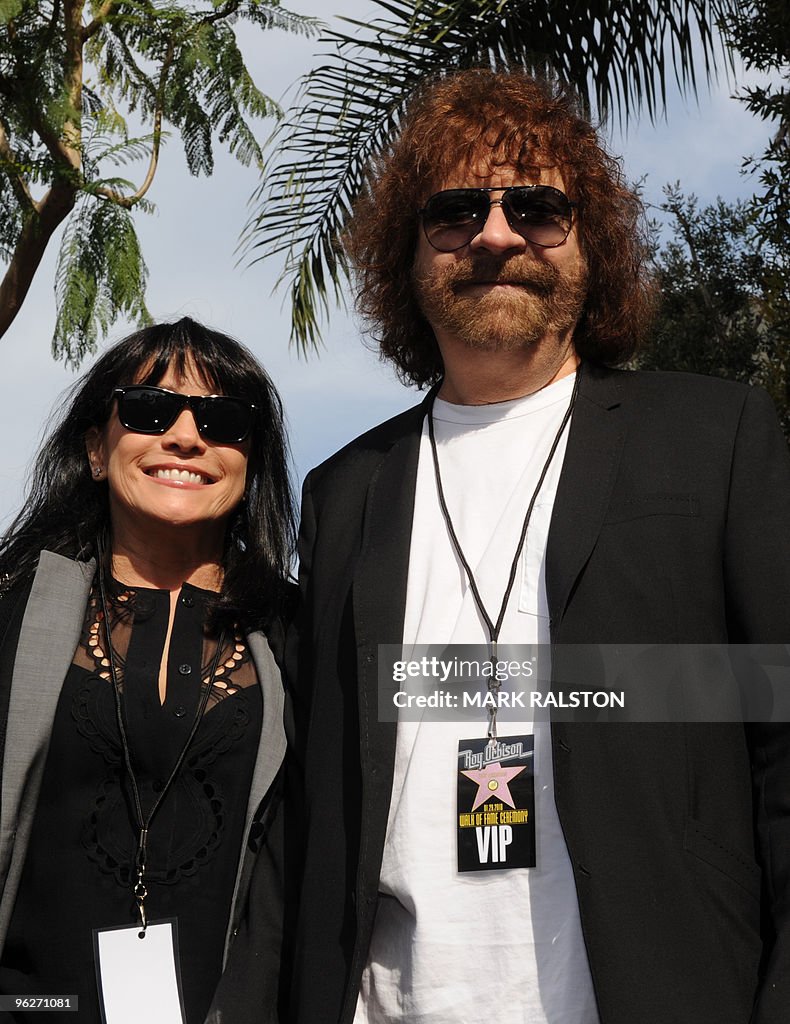 Musicians Jeff Lynne and wife at the cer