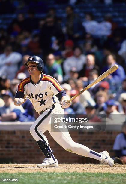 Craig Biggio of the Houston Astros swings at a pitch during a 1992 season game. Craig Biggio played for the Astros from 1988-2007.