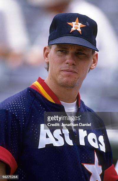 Craig Biggio of the Houston Astros looks on during a 1991 season game. Craig Biggio played for the Astros from 1988-2007.