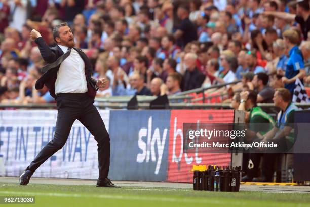 Fulham Manager Slavisa Jokanovic celebrates the opening goal during the Sky Bet Championship Play Off Final between Aston Villa and Fulham at Wembley...