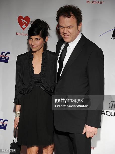 Actor John C. Reilly and wife Alison Dickey arrive at the 2010 MusiCares Person Of The Year Tribute To Neil Young at the Los Angeles Convention...