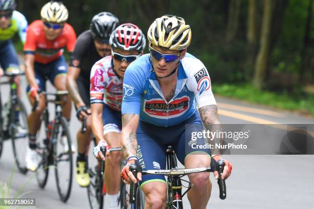 Slovenian rider Grega Bole in action leading a five men breakaway during Izu stage, 120.8km on Izu-Japan Cycle Sports Center Road Circuit, the...