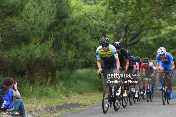 Australian rider Chris Harper leads the peloton during Izu stage, 120.8km on Izu-Japan Cycle Sports Center Road Circuit, the seventh stage of Tour of...