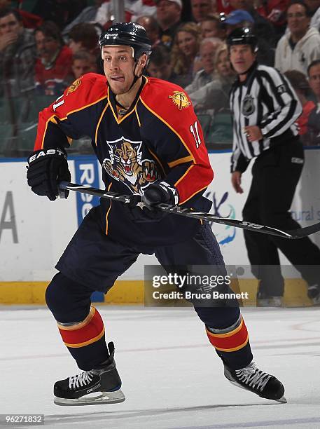 Gregory Campbell of the Florida Panthers skates against the Montreal Canadiens at the BankAtlantic Center on January 26, 2010 in Sunrise, Florida.