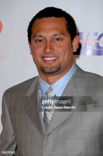 Player Shane Victorino arrives at the 2010 MusiCares Person Of The Year Tribute To Neil Young at the Los Angeles Convention Center on January 29,...