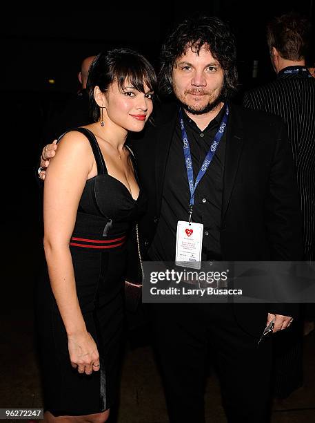 Musicians Norah Jones and Jeff Tweedy of Wilco attend the 2010 MusiCares Person Of The Year Tribute To Neil Young at the Los Angeles Convention...