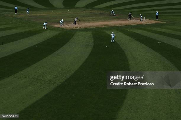 Kelly Applebee of the Spirit plays a shot during the WNCL Final match between the NSW Breakers and the DEC Victoria Spirit held at the Melbourne...