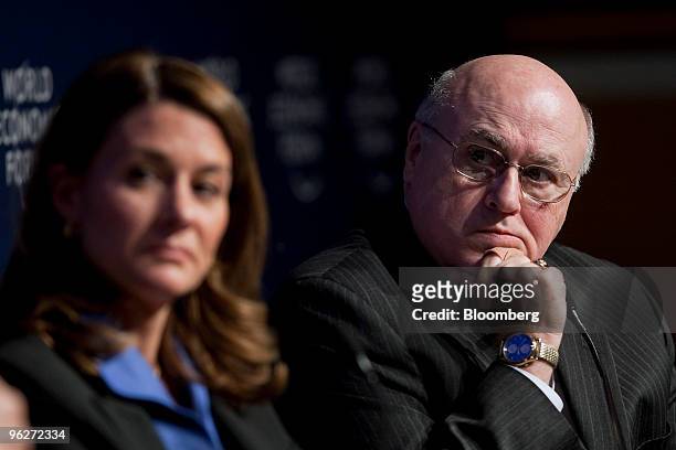 Richard T. Clark, chairman, president and chief executive officer of Merck & Co., right, and Melinda French Gates, co-chairman of the Bill & Melinda...