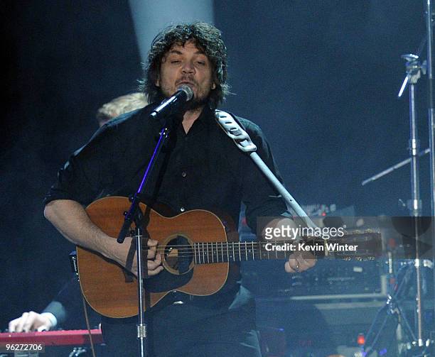 Musician Jeff Tweedy of Wilco performs onstage at the 2010 MusiCares Person Of The Year Tribute To Neil Young at the Los Angeles Convention Center on...