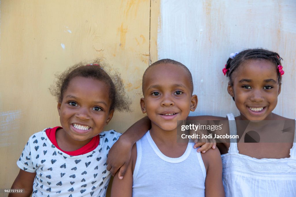 Three young Jamaican village children