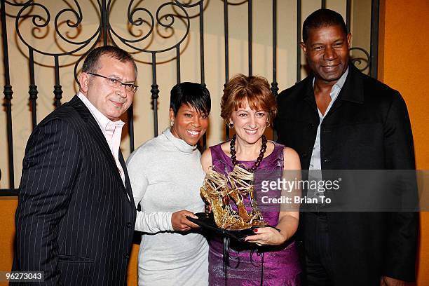 Pasquale Fabrizio, Regina King, Lina Fabrizio, and Dennis Haysbert attend Q By Pasquale Glass Shoe Debut Launch Party at Q by Pasquale Studio on...