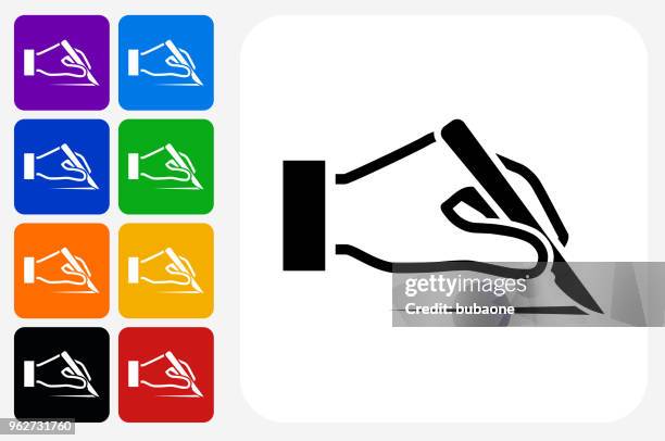 scalp icon square button set - scalp stock illustrations