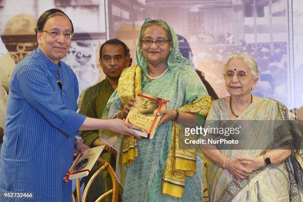 Prof.Sugata Bose, Netaji Subhas Chandra Bose's grandnephew present Netaji Subash Chandra Book to Ms. Sheikh Hasina Prime Minister of Bangladesh and...
