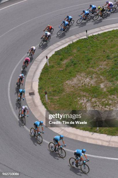 Miguel Angel Lopez of Colombia and Astana Pro Team White Best Young Rider Jersey / Christopher Froome of Great Britain and Team Sky Pink Leader...