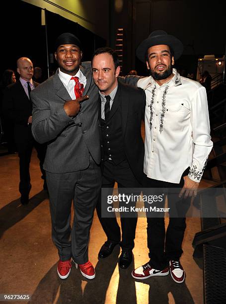 Robert Randolph, Dave Matthews and Ben Harper backstage at 2010 MusiCares Person Of The Year Tribute To Neil Young at the Los Angeles Convention...