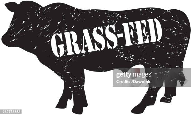 grass-fed beef stamp or label design template - grass fed beef stock illustrations