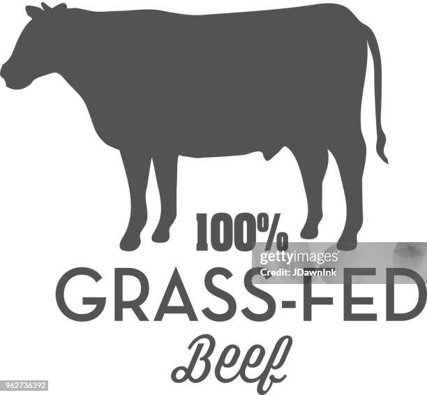 grass-fed beef stamp or label design template - grass fed beef stock illustrations