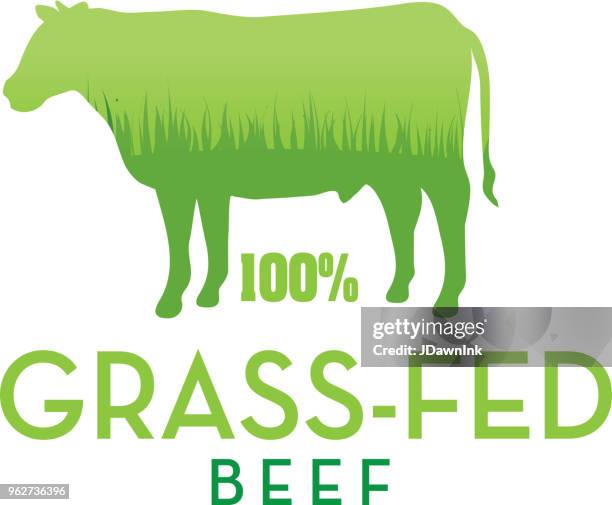 grass-fed beef stamp or label design template - grass fed beef stock illustrations