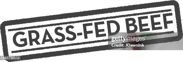 grass-fed beef stamp or label design template - grass fed beef stock illustrations