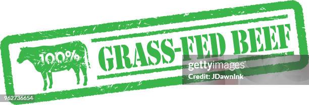 grass-fed beef stamp or label design template - grass fed stock illustrations