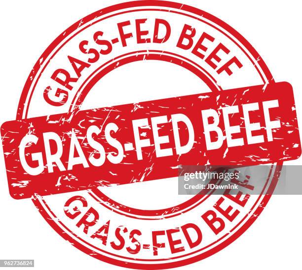 grass-fed beef stamp or label design template - grass fed beef stock illustrations