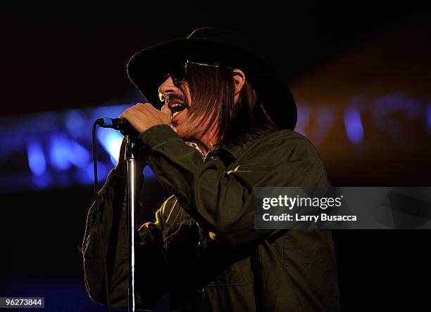 Singer Anthony Kiedis of the Red Hot Chili Peppers performs onstage at the 2010 MusiCares Person Of The Year Tribute To Neil Young at the Los Angeles...