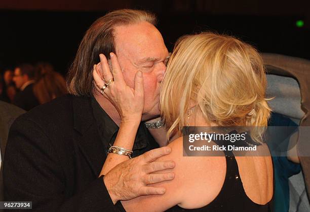 MusiCares Person of the Year musician Neil Young and wife Pegi Young attend the 2010 MusiCares Person Of The Year Tribute To Neil Young at the Los...