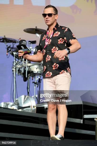 Scott Mills on stage during day 1 of BBC Radio 1's Biggest Weekend 2018 held at Singleton Park on May 26, 2018 in Swansea, Wales.