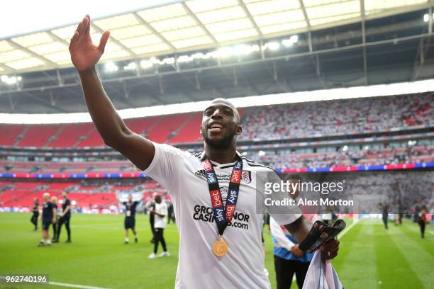 Aboubakar Kamara of Fulham celebrates his sides victory in the Sky Bet Championship Play Off Final between Aston Villa and Fulham at Wembley Stadium...