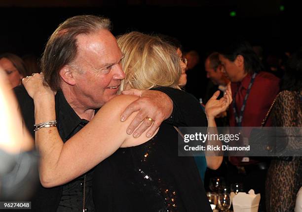 MusiCares Person of the Year musician Neil Young and wife Pegi Young attend the 2010 MusiCares Person Of The Year Tribute To Neil Young at the Los...