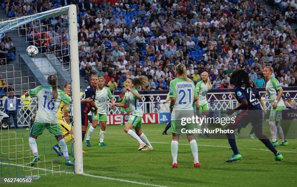 Noelle Maritz of Olympique Lyonnais goal save on the line during the UEFA Women's Champions League Final match between VFL Wolfsburg and Olympique...