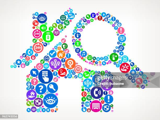 house searching home automation technology icon pattern - looking at multiple monitors stock illustrations