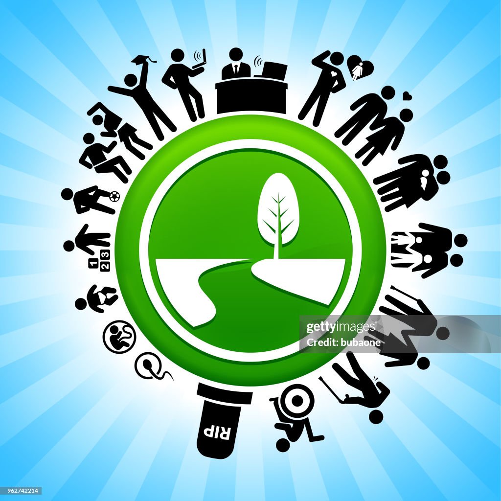 Straße Weg und Baum Lifecycle Phasen des Lebens Hintergrund