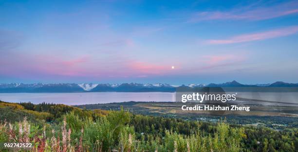 panorama homer spit, kachemak bay, alasca - língua de areia - fotografias e filmes do acervo