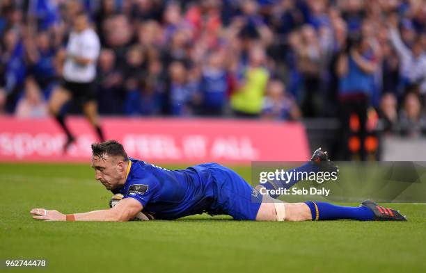 Dublin , Ireland - 26 May 2018; Jack Conan of Leinster goes over to score his side's fifth try during the Guinness PRO14 Final between Leinster and...