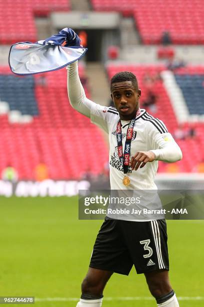 Ryan Sessegnon of Fulham celebrates during the Sky Bet Championship Play Off Final between Aston Villa and Fulham at Wembley Stadium on May 26, 2018...