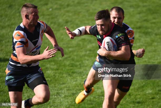 Scott Murreli of Halifax in action during the Rugby League 2018 Summer Bash match between Halifax and Featherstone Rovers at Bloomfield Road on May...