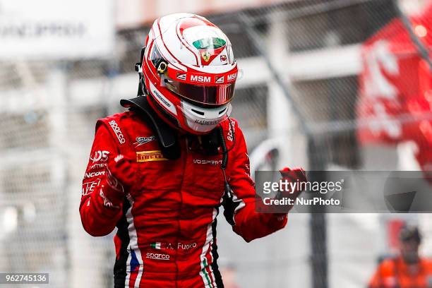 Antonio FUOCO from Italy of CHAROUZ RACING SYSTEM celebrating the victory of Race 2 during the Monaco Formula Two - Race 2 Grand Prix at Monaco on...
